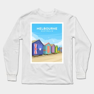 Melbourne, Australia - Brighton Beach Huts Long Sleeve T-Shirt